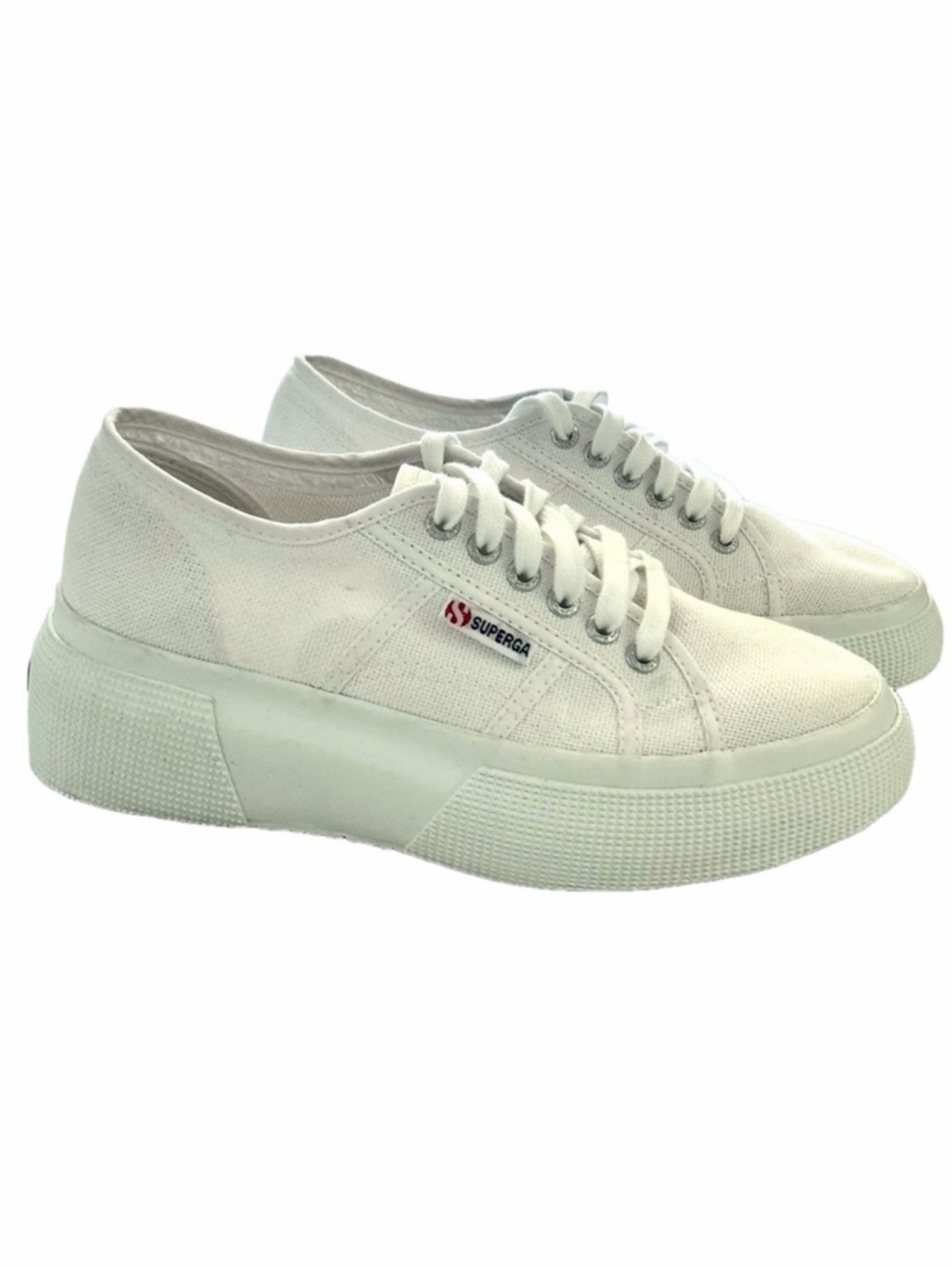 Superga White Size EU 39 US 8 Sneakers Low Tops Canvas Platform Sneakers